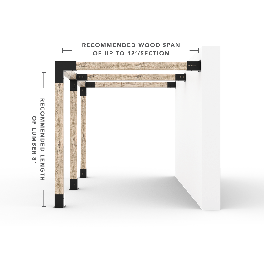 Kit de pérgola de montaje en pared doble de cualquier tamaño