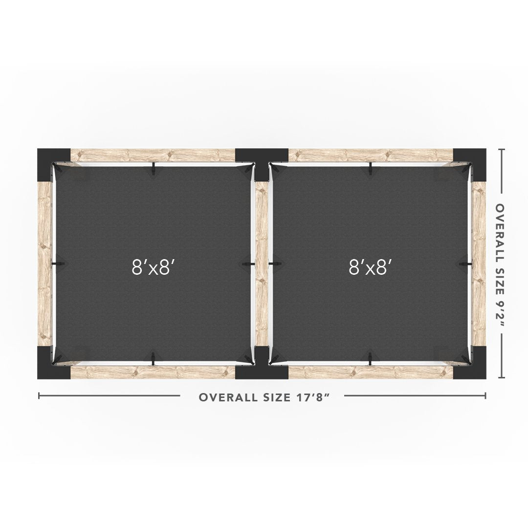 Double Pergola Kit with 2 SHADE SAILS for 6x6 Wood Posts