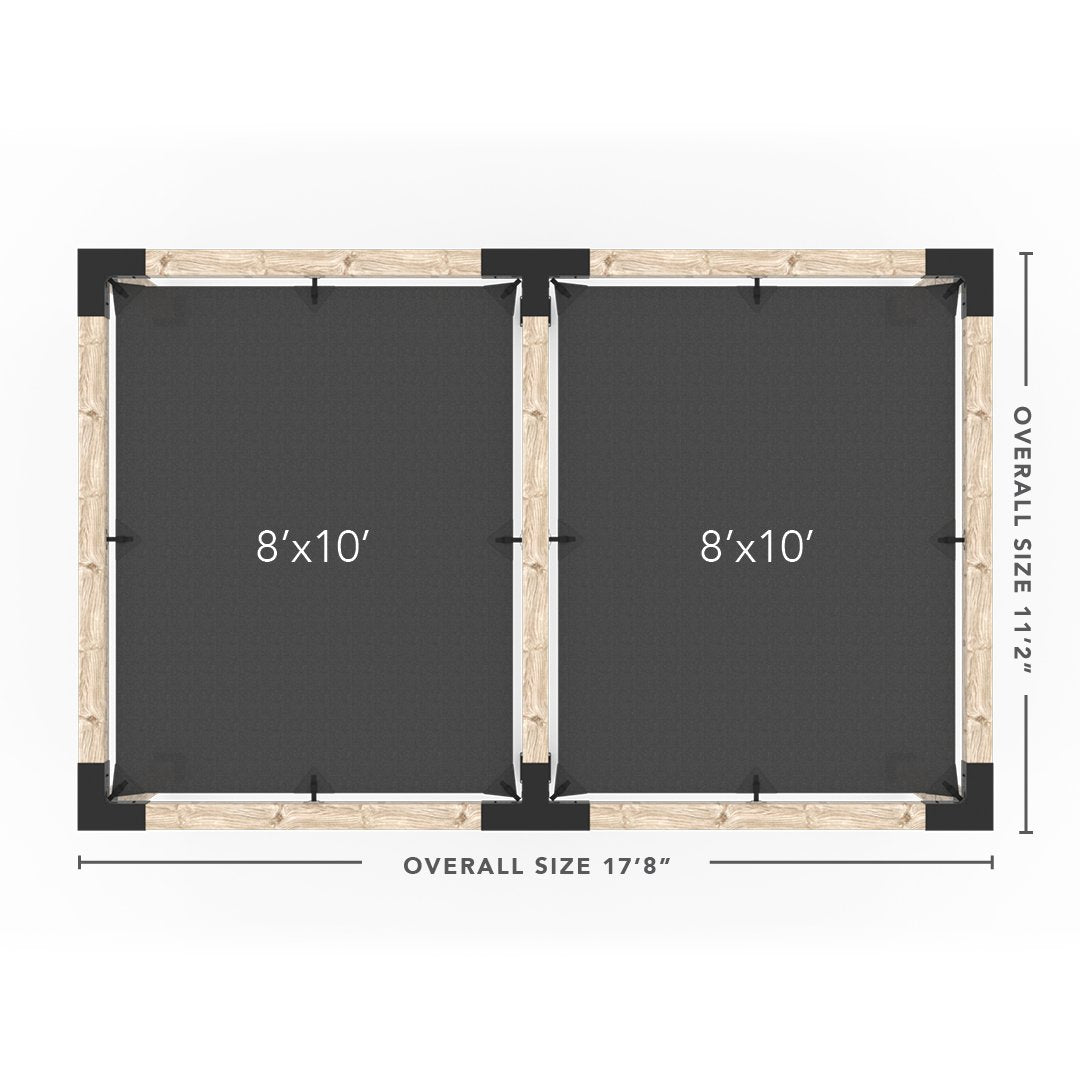 Double Pergola Kit with 2 SHADE SAILS for 6x6 Wood Posts