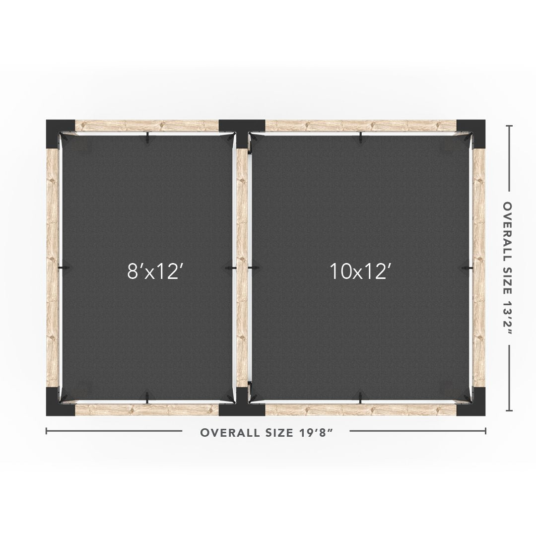 Double Pergola Kit with 2 SHADE SAILS for 6x6 Wood Posts