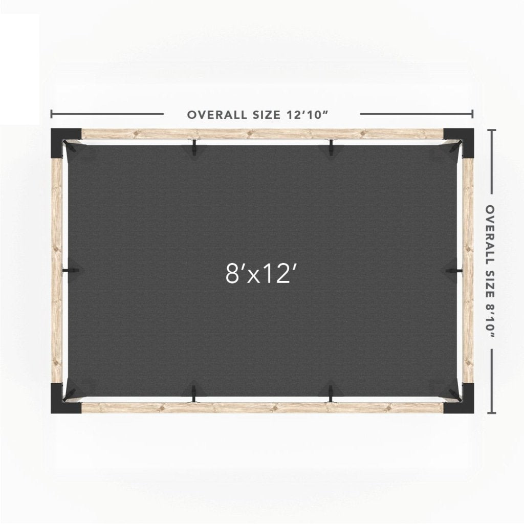 Pergola Kit With Shade Sail For 4X4 Wood Posts _8x12_graphite _8x12_crimson _8x12_denim _8x12_white