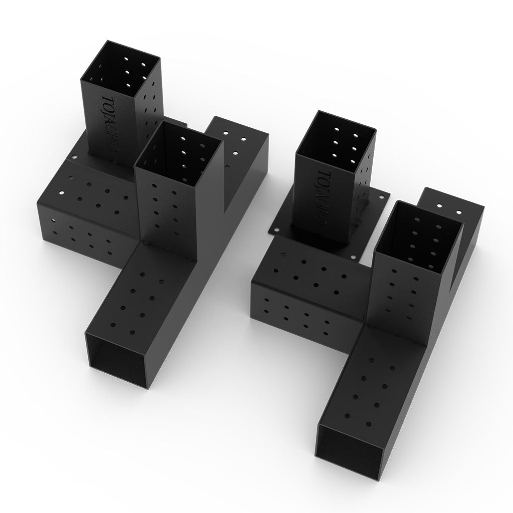 2 QUAD 4 Arm Pergola Extension Brackets with 2 SOLOs 4x4