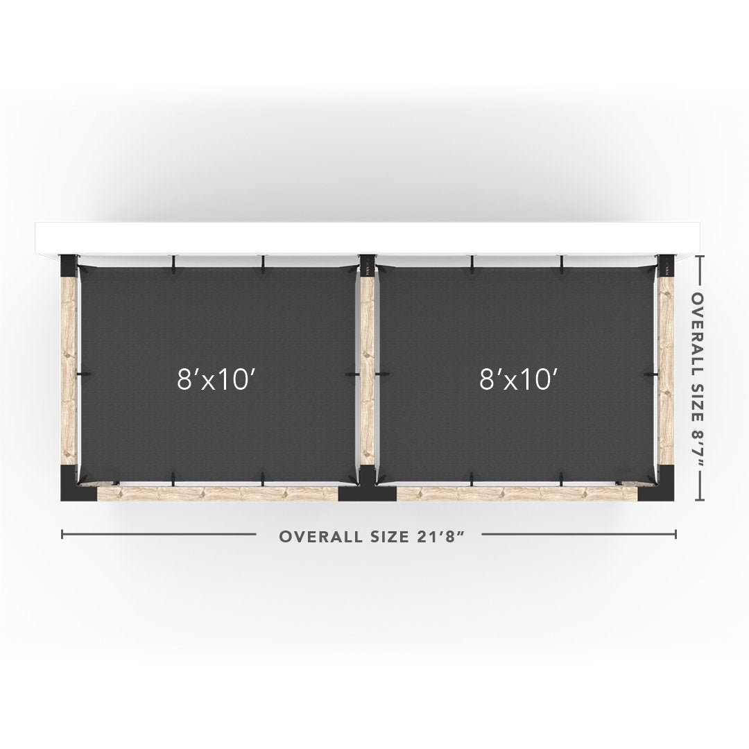 Double Wall Mount Pergola with 2 SHADE SAILS for 6x6 Wood Posts